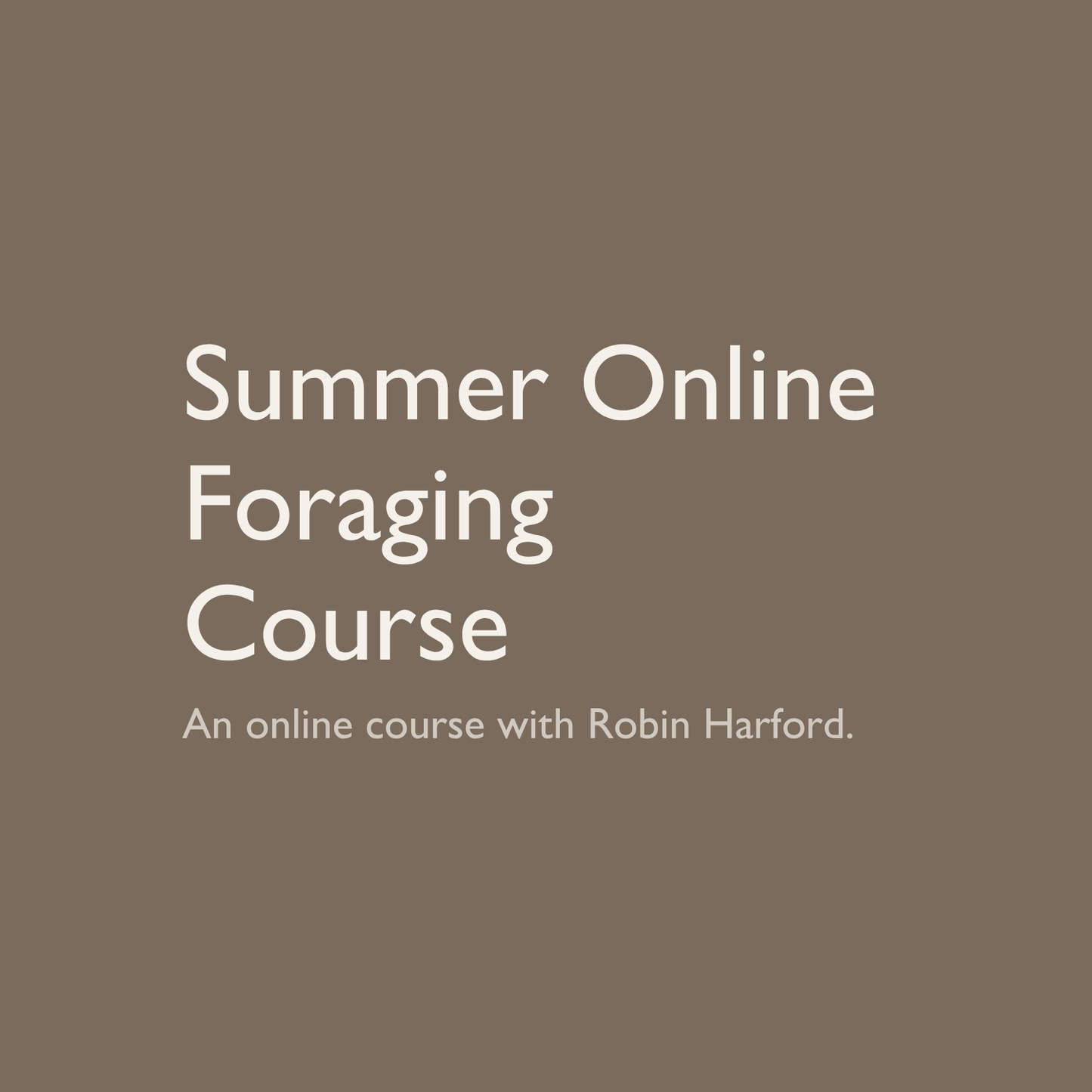 Summer Online Foraging Course With Robin Harford